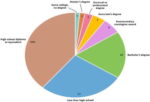 Figure 1: Designated jobs in the USA according to educational level, 2013. Source: Torpey and Watson (Citation2014)