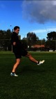 Figure 2 Example of typical degree of hip flexion and knee extension in a soccer kick.