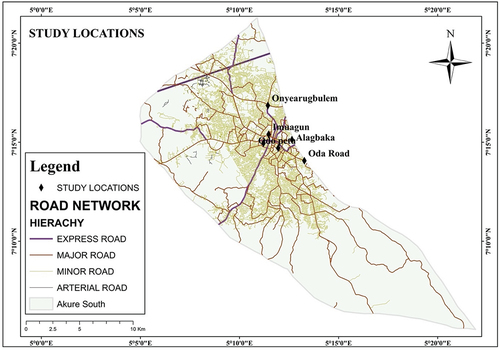 Figure 2. Study location (Akure south local government area–urban area).