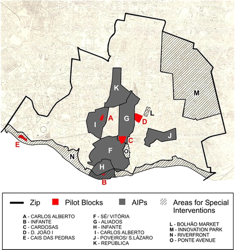 Figure 2 Spatial distribution of Porto Vivo's planned activities (Porto Vivo, Citation2005).