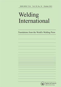 Cover image for Welding International, Volume 29, Issue 10, 2015