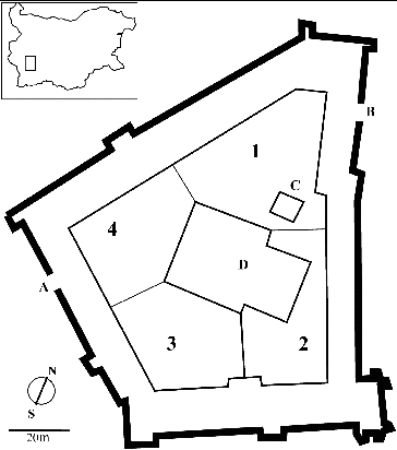 Figure 1. Map of the first floor and inner court [Citation16] with study sites of the Rila Monastery.