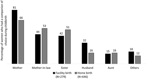 Figure 1. Type of birth companion among women who had a companion of choice during childbirth (multiple responses considered)