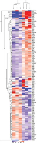 Figure 3 Significantly differentially expressed proteins between the MG and CG groups were well distinguished using hierarchical clustering analysis.