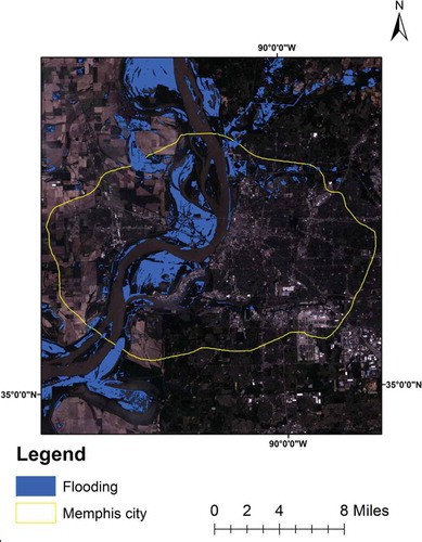 Figure 14. Flood footprint for Memphis area.