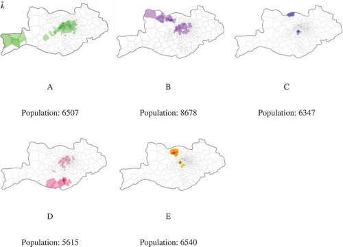 Figure 4. Spatial distributions of dual-centred communities.