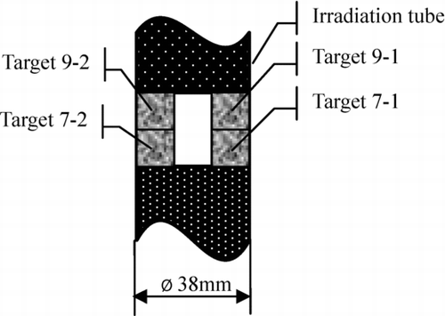 Figure 2 Targets location in the irradiation tube