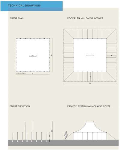 Figure 5. Official design documents of the “Tuareg Tent” produced by UNHCR Shelter and Settlement Section. UNHCR, “Shelter Design Catalogue,” January 2016. Image Credit: UNHCR Shelter and Settlement Section. Free for use.