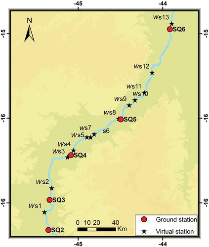 Figure 11. Location of the 13 virtual ws stations