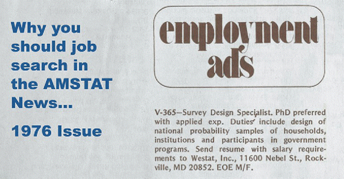 Figure 1 1976 Amstat News employment ad.