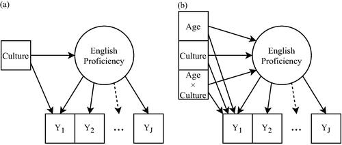 Figure 1. Two cases of measurement bias. (a) Simple measurement bias, where the group (e.g., cultural group) is the unit of analysis. (b) Complex measurement bias, where the individual (e.g., different ages across cultures) is the unit of analysis.