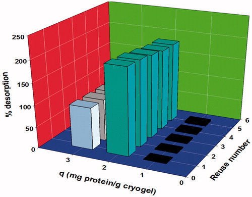 Figure 5. The reusability of poly(HEMA-GMA)-PEI-Cu(II) cryogels.