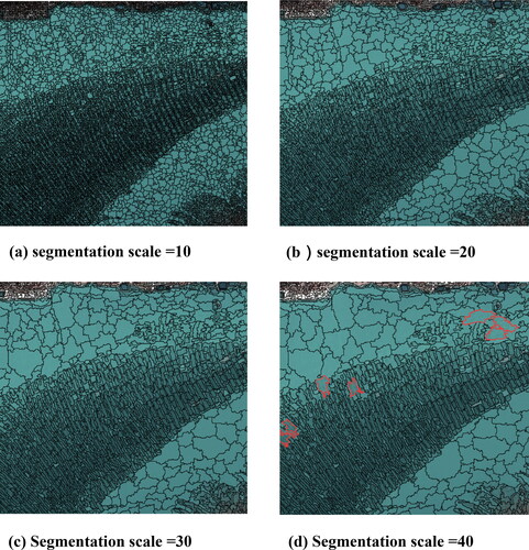 Figure 6. Local schematic diagram of multi-scale segmentation results based on multispectral bands.