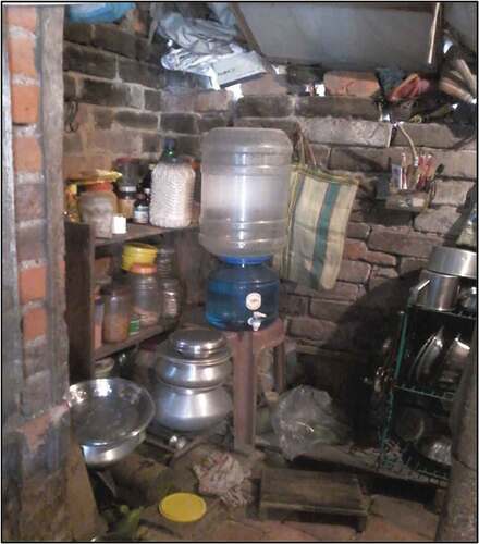 Photo 2. Bottled water jar in use in a low-income household in Nazrul Sarani, a predominantly Muslim neighbourhood (Ward 12, Baruipur Municipality – 2017) (Photograph taken by author).