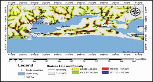 Figure 4. Drainage map of area around the Lagos Lagoon