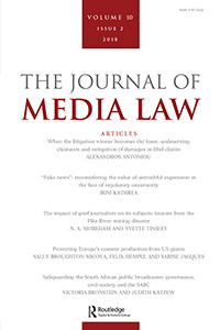Cover image for Journal of Media Law, Volume 10, Issue 2, 2018