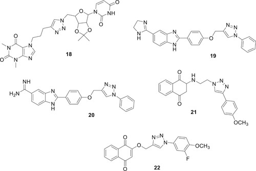 Figure 4. Representative derivatives of 1,2,3-triazoles with anti-microbial activity.