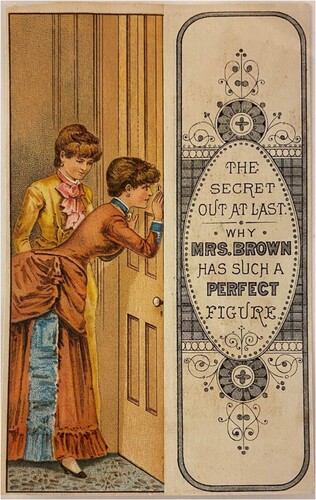 Figure 15. Closed Corset advertising card, American, Jay T. Last Collection of Graphic Arts and Social History at the Huntington Library in San Marino, California. Binder: UNCATALOGUED Mechanical Kickers, etc.