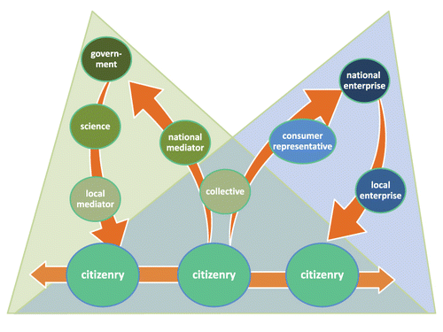 Figure 1. The information streams in governance and commercial pyramids.