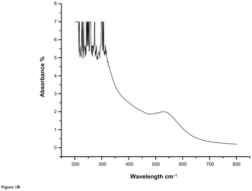 Figure 1B Ultraviolet-visible spectroscopic analysis of gold nanoparticles from the medicinal plant Cassia fistula.