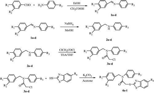 Figure 2. The synthetic pathway of the compounds (4a–l).