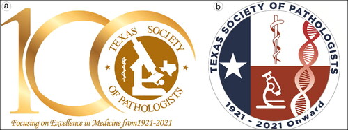 Figure 1. Logos of the TSP Centennial: (a) TSP centennial meeting logo, (b) TSP Onward logo.