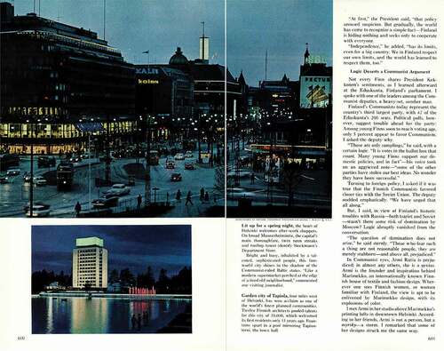 Image 4. ‘Lit up for a spring night (…) this free world city shines in the shadow of Communist-ruled Baltic states’. Photograph: George F. Mobley (A21, 600–601).