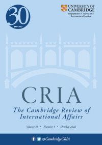 Cover image for Cambridge Review of International Affairs, Volume 35, Issue 5, 2022