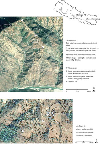 Figure 1. Study area in Rampur, Ramechhap. Maps: Google Earth.com