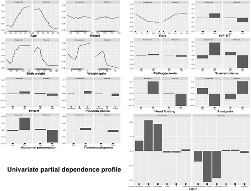 Figure 6 Univariate partial dependence profile.