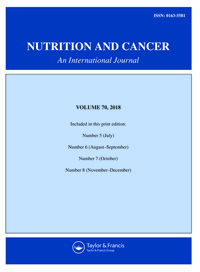 Cover image for Nutrition and Cancer, Volume 70, Issue 5, 2018