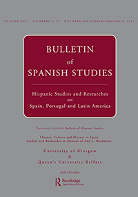Cover image for Bulletin of Spanish Studies, Volume 92, Issue 8-10, 2015