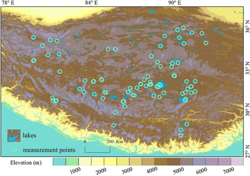 Figure 1. Distribution of lakes and lakes with in-situ salinity measurements across the Tibetan Plateau.