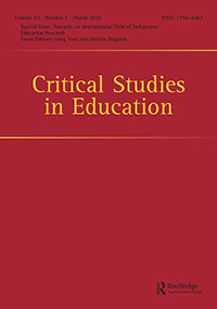 Cover image for Critical Studies in Education, Volume 63, Issue 1, 2022