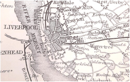 Figure 1. 1858 map showing Wavertree to the south east of Liverpool.Footnote14