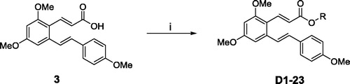 Scheme 1. Reagents and conditions: (i) DCC, DMAP, DCM, substituted aromatic phenolic compounds, room temperature, 2 h.