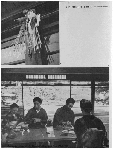 Figure 2. Meal in a Japanese traditional space presented in “An Alive Tradition” (Perriand Citation1956, 14).