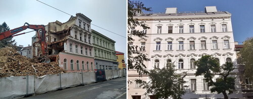 Figure 2. Means of bypassing tenement regulations in Vienna’s historic housing stock: physical conversion (left) and legal conversion (right) of Zinshäuser (source: authors).
