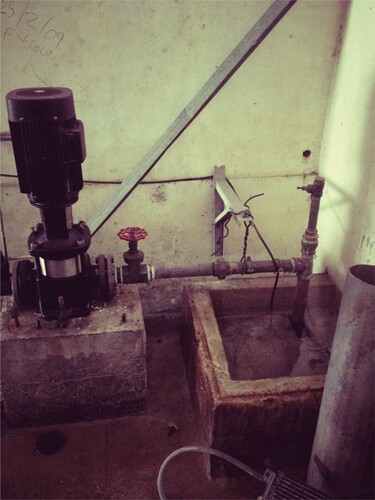 Figure 1. Motorized water pump at ground level in my residence. Photo taken by author.