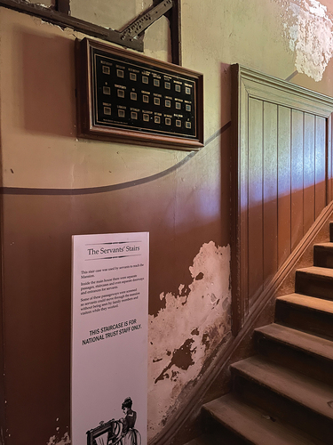 Figure 5. Rippon Lea, Melbourne, basement, stairs and service bells: photographer author.