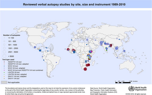 Fig. 2 Global distribution of verbal autopsy studies.