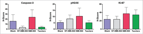 Figure 7. Cleaved caspase 3, phosphorylated H2AX and Ki-67 protein levels detected by immunohistochemistry in ovarian tumors in TgMISIIR-TAg mice.