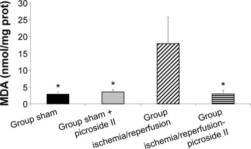 Figure 2 Malondialdehyde (MDA) levels of the groups.