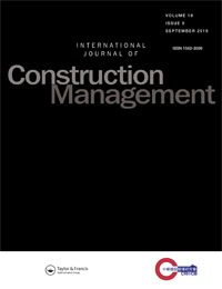 Cover image for International Journal of Construction Management, Volume 19, Issue 5, 2019
