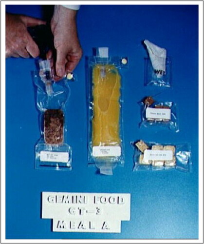 Figure 5. View of food packets for the Gemini 7 space flight packaged and ready for loading on the Gemini spacecraft (Levi Citation2010).