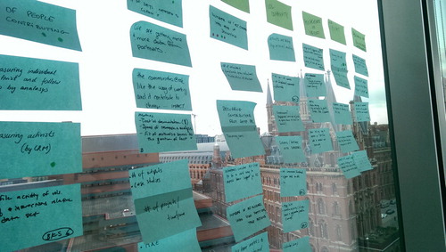 Figure 2. Post-it notes at Decoders workshop.