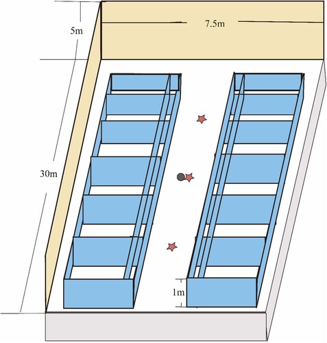 Figure 1. Schematic diagram of sampling sites. Display full size Measurement points for air sample. Height of 1 m. Display full size Measurement points for E and WS. Height of 1 m.