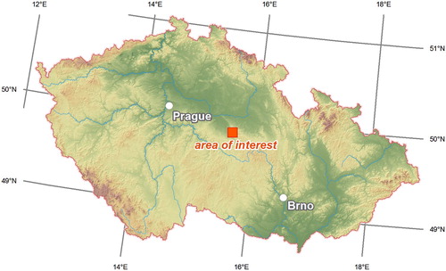 Figure 1. The area of interest within the Czech Republic. Sources: © ArcČR, ARCDATA PRAHA, ZÚ, ČSÚ, 2016 (processing by the authors).