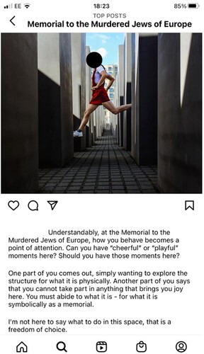 Figure 5. An (anonymised) woman – nationality unknown – poses at the Berlin memorial site.