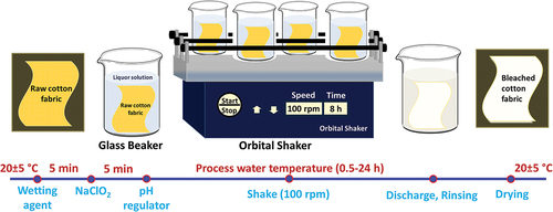 Figure 1. Schematic representation of the cotton fabric bleaching process at process water temperature (20±5°C).
